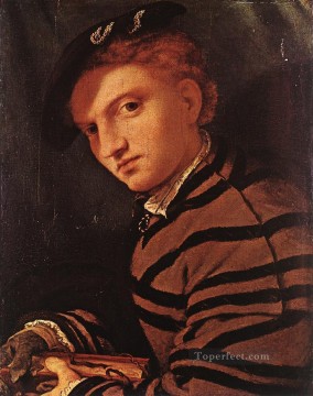 ロレンツォ・ロット Painting - 本を持つ若者 1525 ルネサンス ロレンツォ・ロット